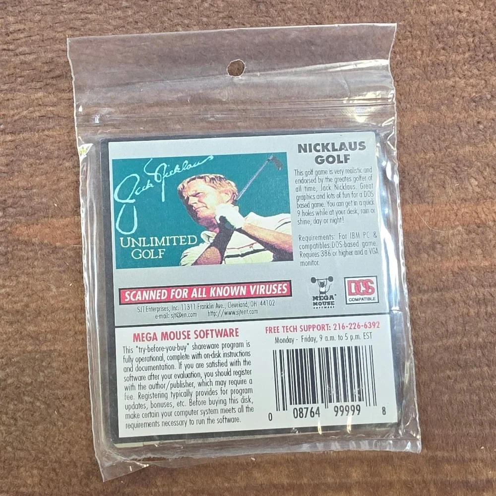 Mega Mouse Jack Nicklaus Unlimited Golf PC DOS Game OS Green New Vintage Floppy